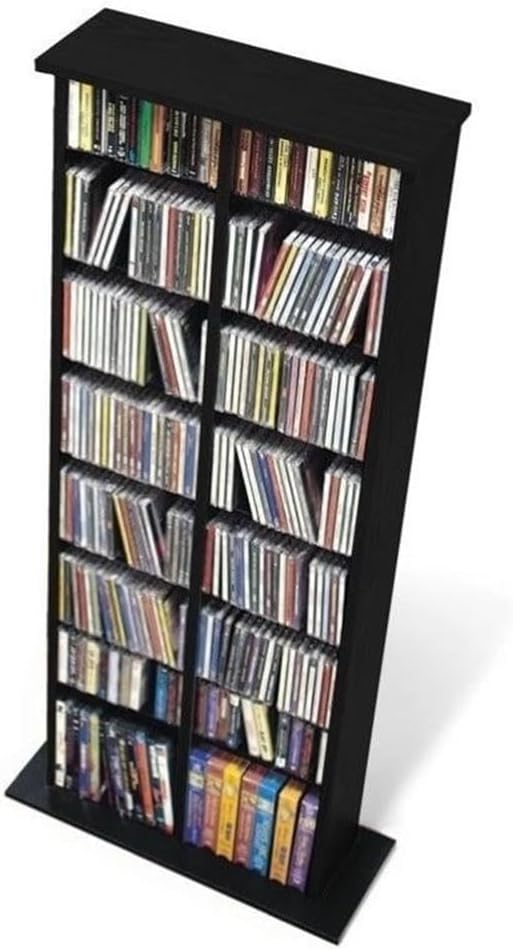 Pemberly Row 51" Double CD DVD Wall Media Storage Rack in Cherry and Black