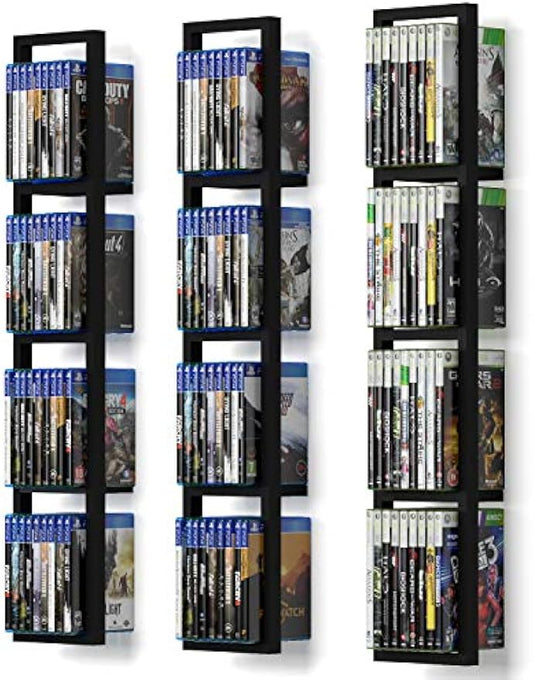 You Have Space Black Floating Shelves for Wall, 34 Inch Video Games CD DVD Storage Shelves, Cube Storage Organizer Shelf Set of 3