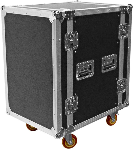 Seismic Audio - SATAC16U - Heavy Duty 16 Space ATA Rack Case with 4 Inch Casters - Pro Audio DJ Rack - 16U Server Network Case