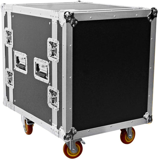 Seismic Audio - SATAC12U - Heavy Duty 12 Space ATA Rack Case with 4 Inch Casters - Pro Audio DJ Rack - 12U Server Network Case
