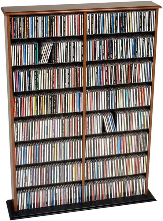 Pemberly Row 51" Double CD DVD Wall Media Storage Rack in Cherry and Black