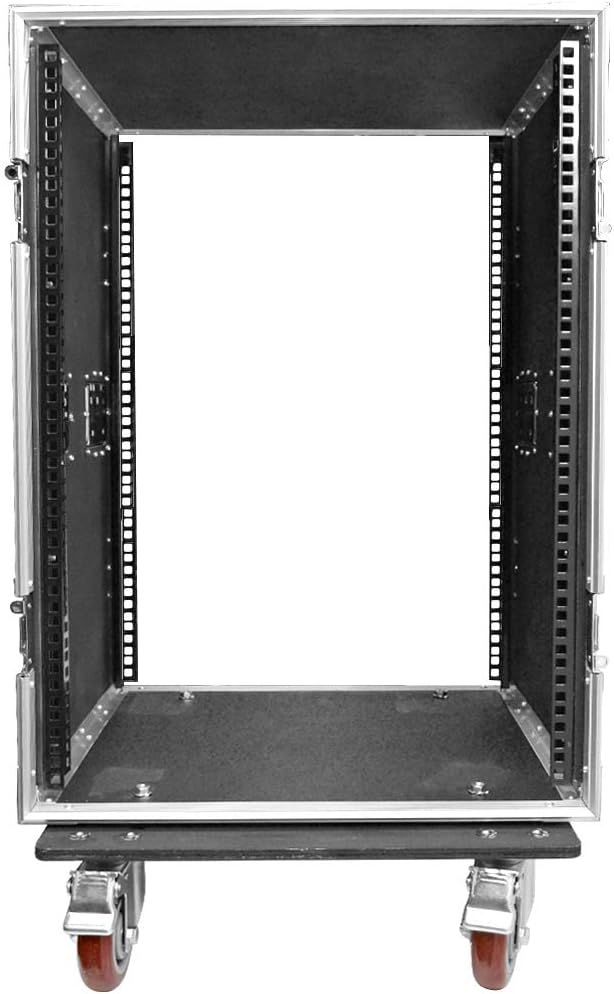 Seismic Audio - SATAC16U - Heavy Duty 16 Space ATA Rack Case with 4 Inch Casters - Pro Audio DJ Rack - 16U Server Network Case