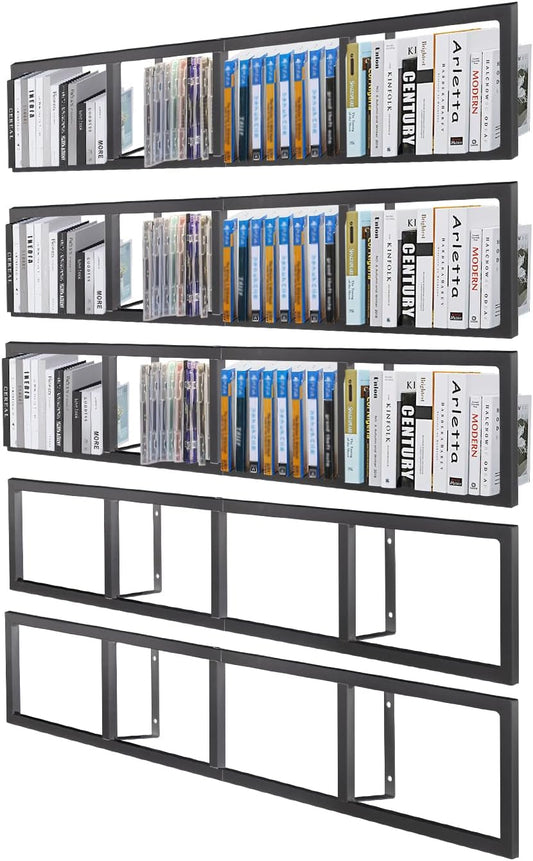 3 Pcs 34Inch CD DVD Storage Shelf Wall Mount Media Cube Storage Rack, Audio Video Game Book Organizer Shelf, Black Floating Shelves,Wall-Mounted Bookshelf for Home Bedroom Living Room Office