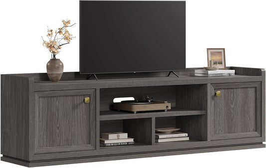 SICOTAS TV Stand Entertainment Center - 67" TV Console for Living Room Modern TV Stand for Bedroom, Media Console with Shelf and Cabinet, Entertainment Stand for TVs up to 65 75 Inch(Dark Grey Oak)