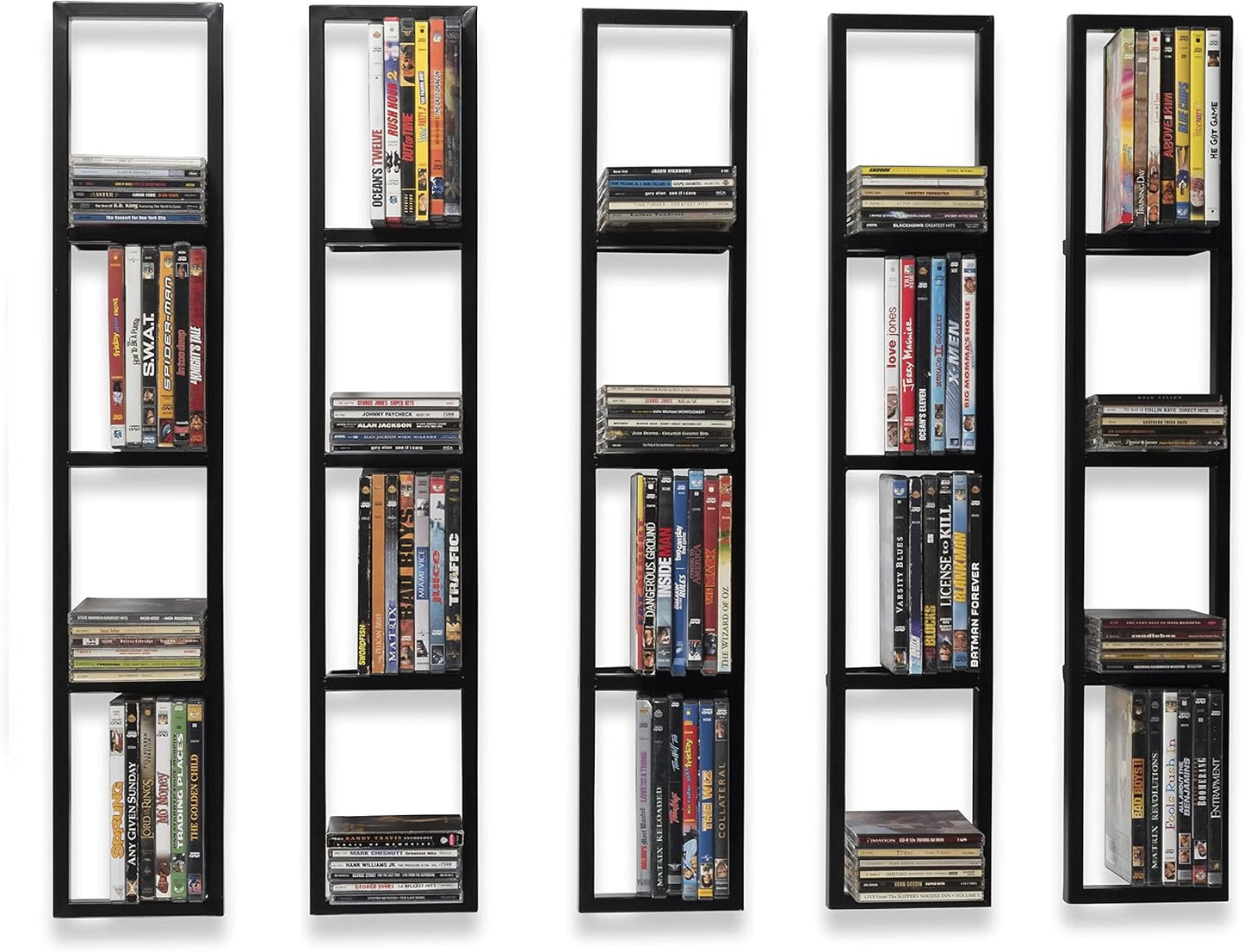 You Have Space Black Floating Shelves for Wall, 34 Inch Video Games CD DVD Storage Shelves, Cube Storage Organizer Shelf Set of 5