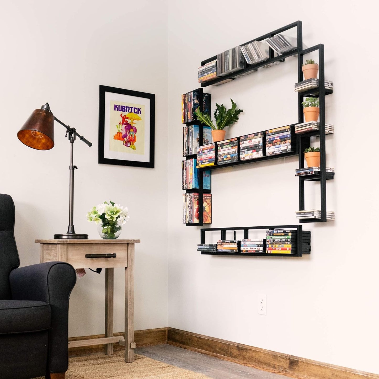 You Have Space Black Floating Shelves for Wall, 34 Inch Video Games CD DVD Storage Shelves, Cube Storage Organizer Shelf Set of 5