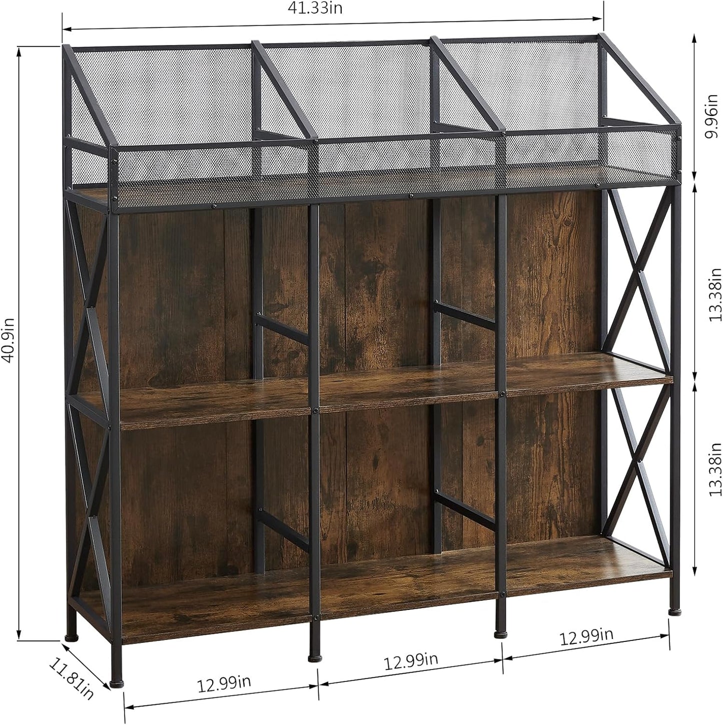 9 Grids Vinyl Record Storage Holder Rack, Wooden Record Display Table for Magazines Files Albums Books for Living Room Bedroom Patent Pending