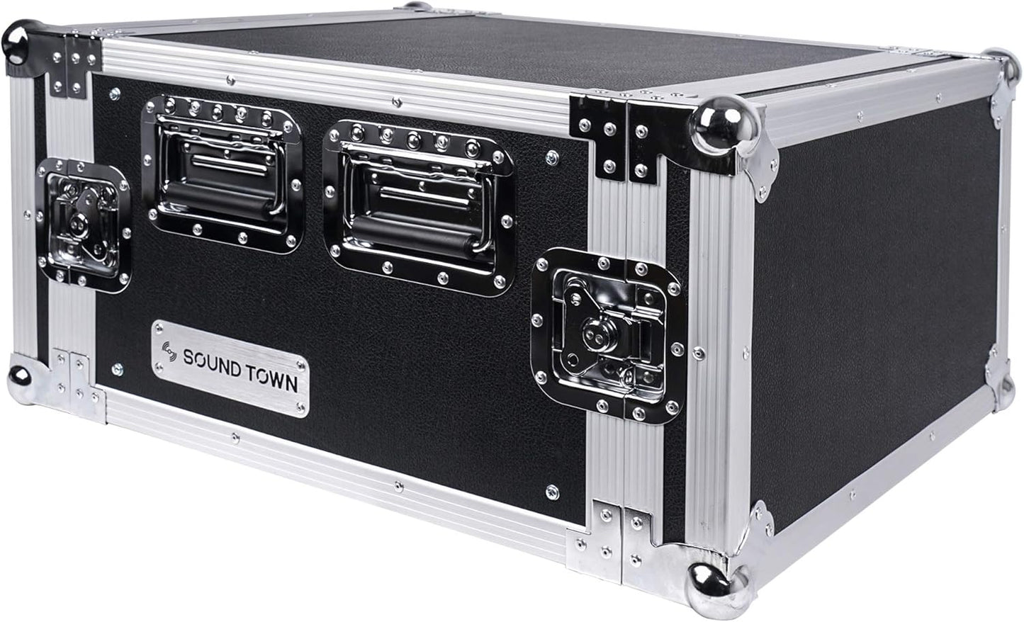 Sound Town 4U PA DJ Pro Audio Rack/Road ATA Case with 11U Slant Mixer Top, 20.2’ Rackable Depth, 4 Space Size - Pro Tour Grade (STMR-4U)