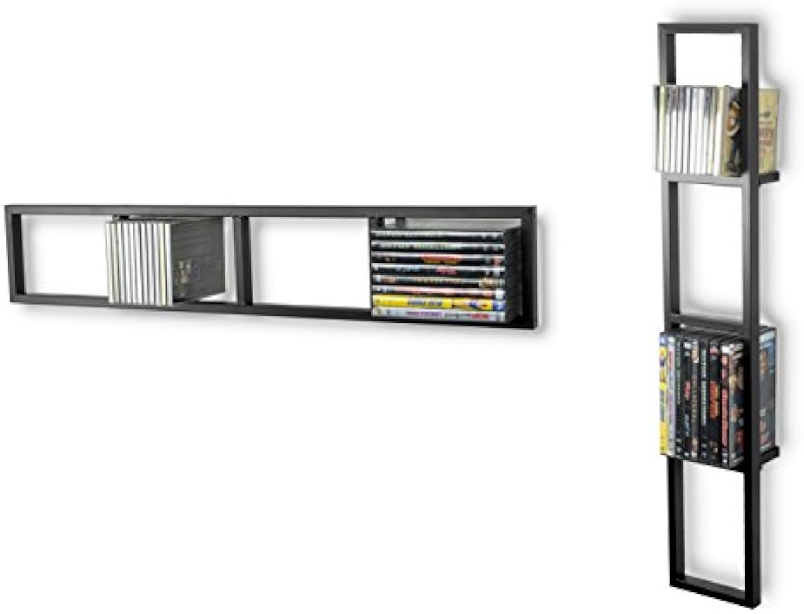 You Have Space Wall Mount 34 Inch Media Storage Rack CD DVD Organizer Metal Floating Shelf Set of 2 Black