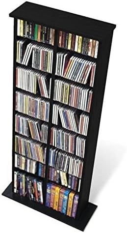 Pemberly Row 51" Double CD DVD Wall Media Storage Rack in Cherry and Black