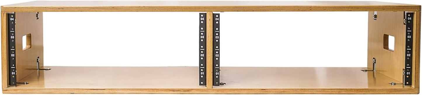 Sound Town DIY 2 x 4U Studio Rack with Baltic Birch Plywood, Golden Oak For Recording Room, Home Studio (SDRK-D4)