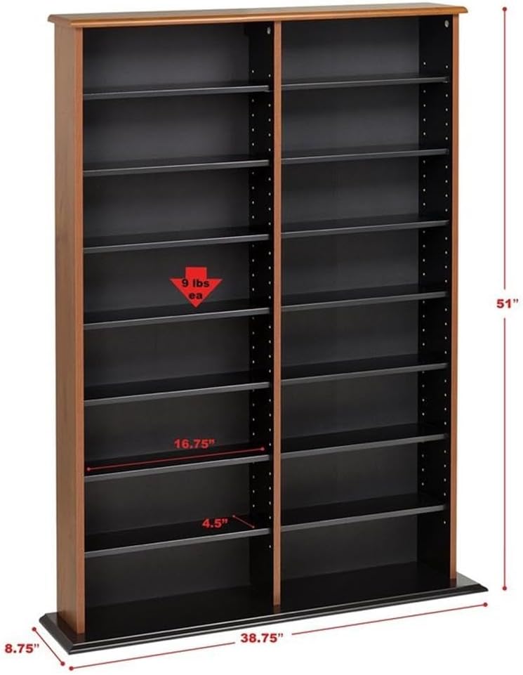 BOWERY HILL 64" CD DVD Wall Media Storage Rack in Black