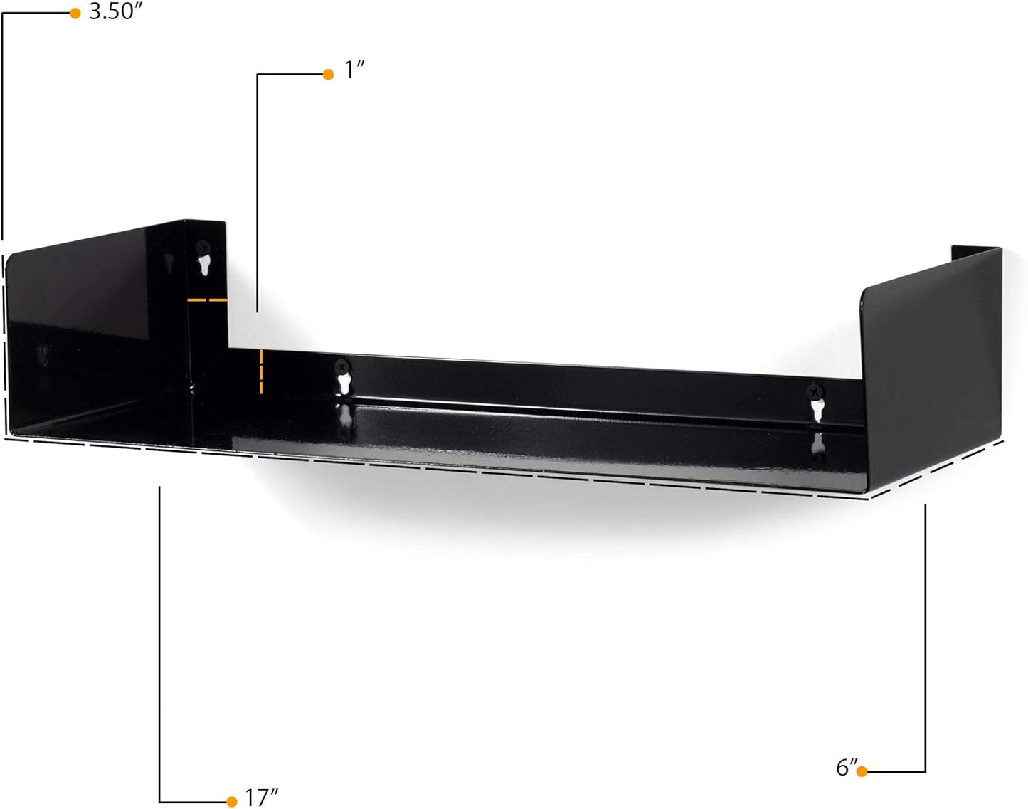 Wallniture Bali Black Floating Shelves for Wall, CD DVD Storage Shelves and Metal Bookshelf Set of 4