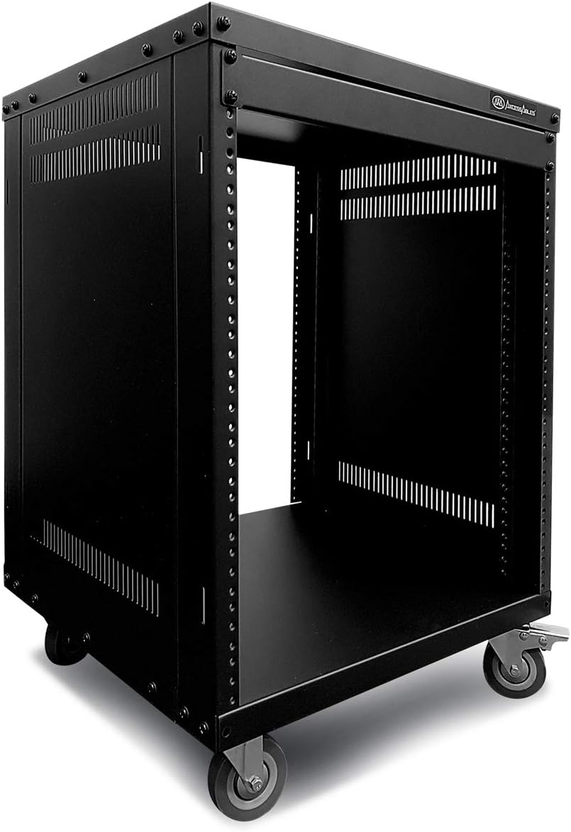 AxcessAbles RK 22U Rack-Mount Cabinet Case w/Caster Wheels (Compatible with US 5mm& European 6mm Rack Standards.) Rack for AV, DJ, Home Theater, Network, Server, Computer, Electronics