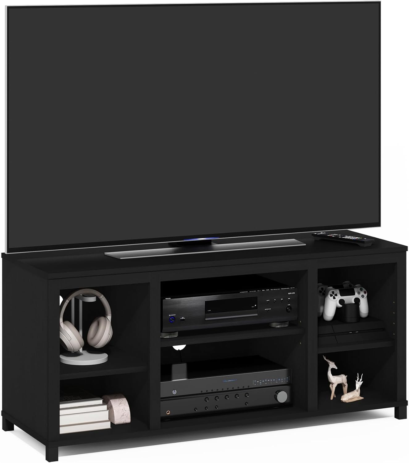 Furinno Turn-N-Tube No Tools 3D 3-Tier Entertainment TV Stand up to 50 inch TV, Round Tubes, French Oak Grey/Black