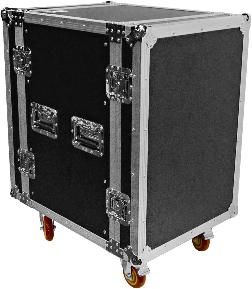 Seismic Audio - SATAC16U - Heavy Duty 16 Space ATA Rack Case with 4 Inch Casters - Pro Audio DJ Rack - 16U Server Network Case