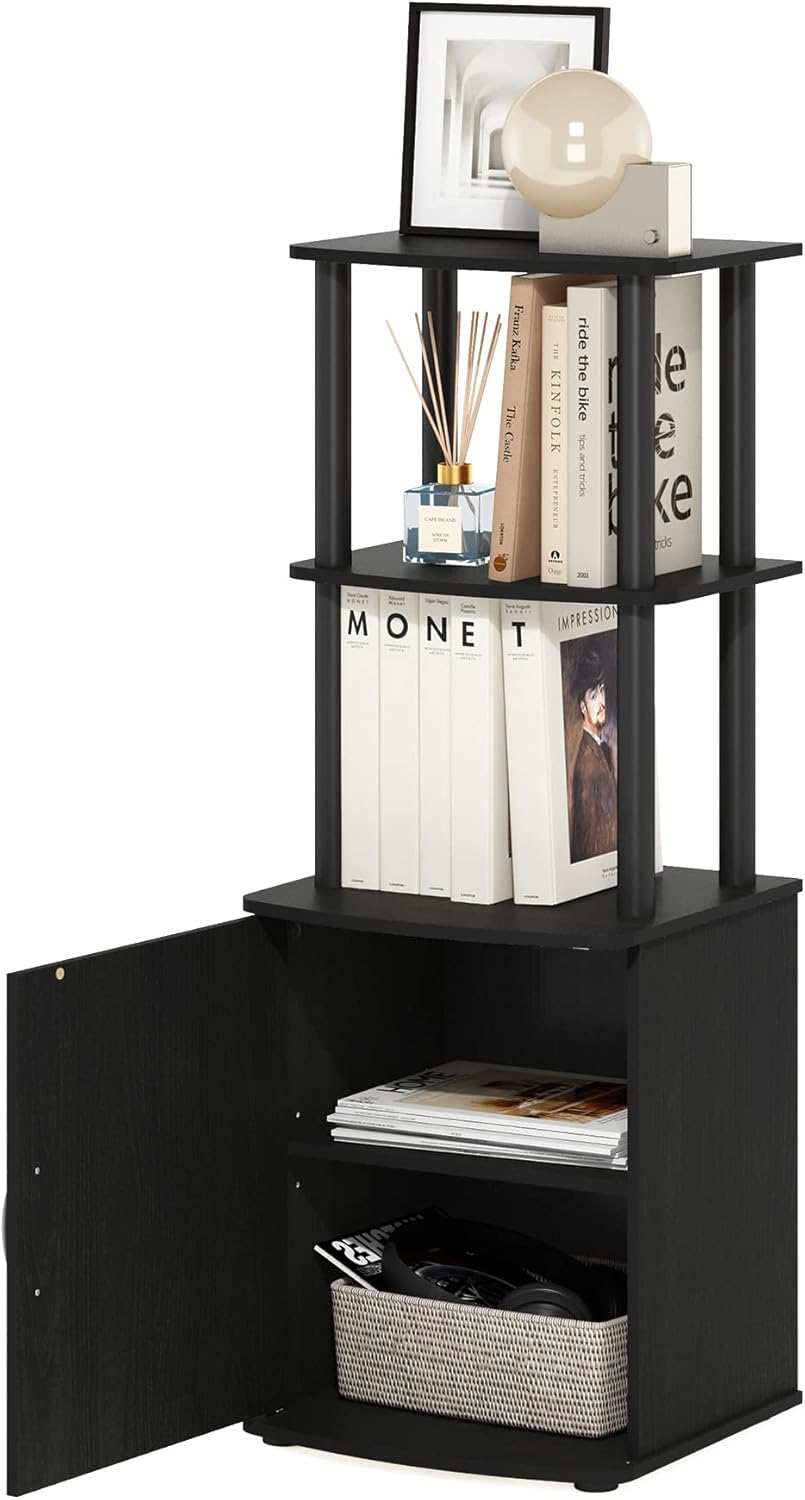 Furinno Turn-N-Tube No Tools 3D 3-Tier Entertainment TV Stand up to 50 inch TV, Round Tubes, French Oak Grey/Black