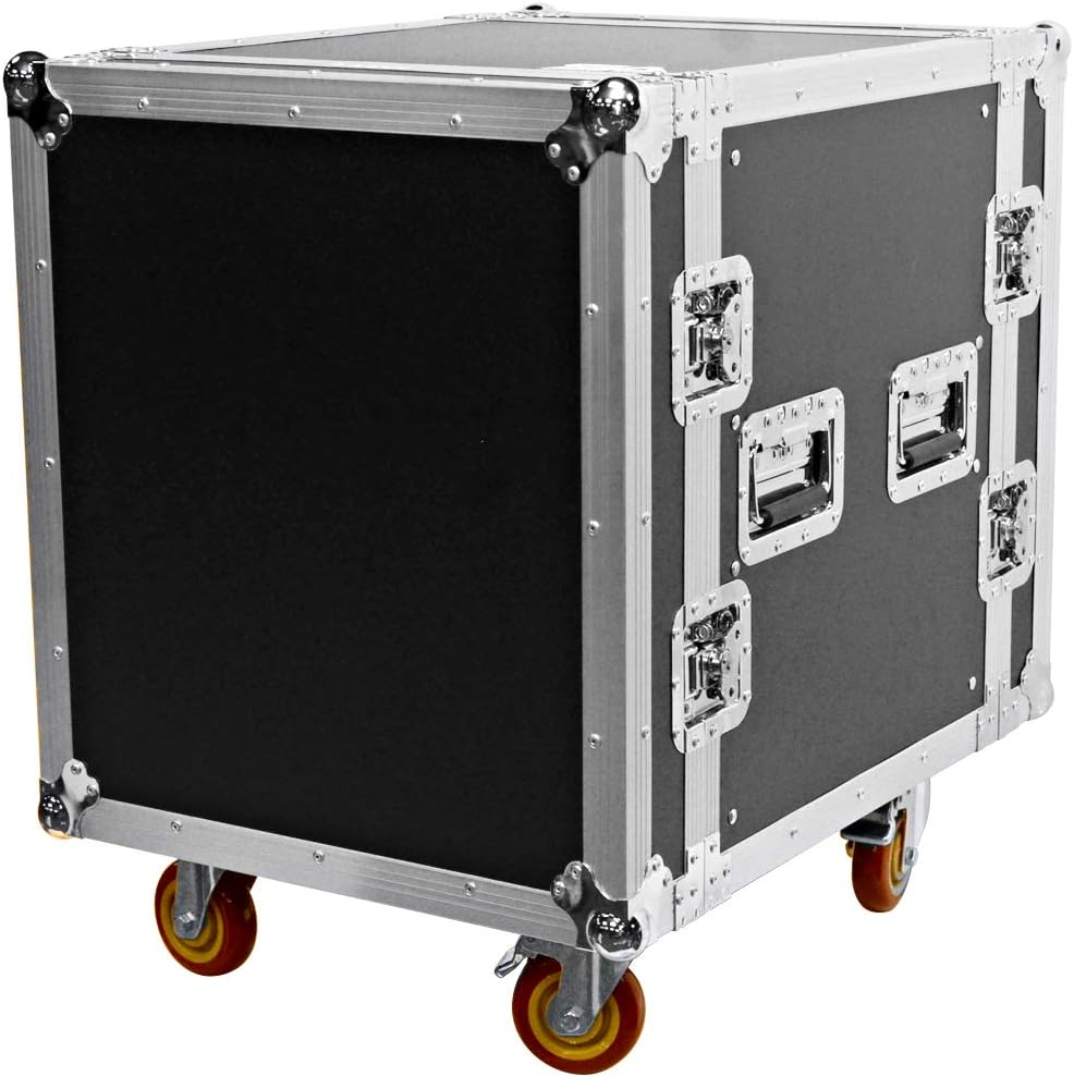 Seismic Audio - SATAC12U - Heavy Duty 12 Space ATA Rack Case with 4 Inch Casters - Pro Audio DJ Rack - 12U Server Network Case