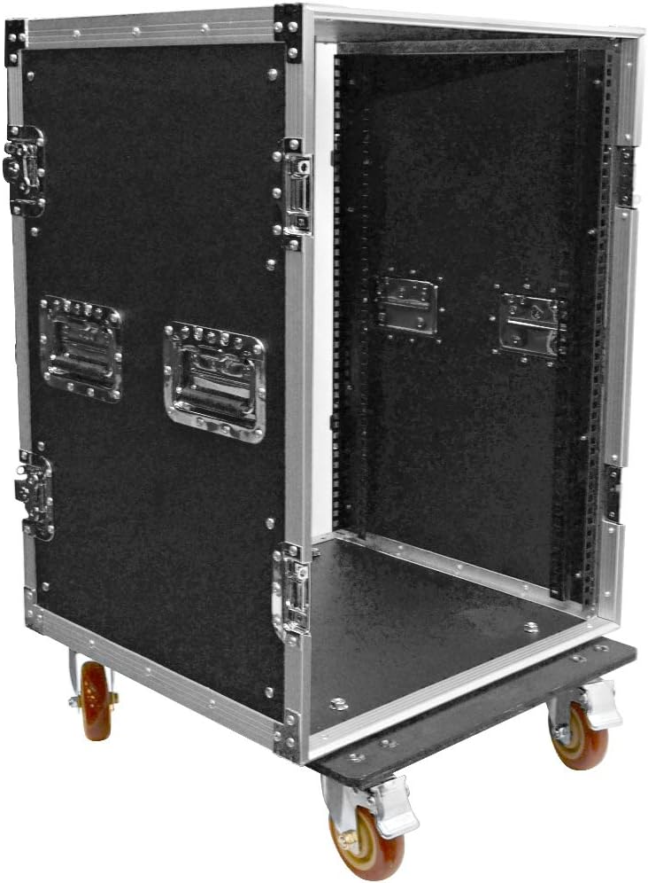 Seismic Audio - SATAC16U - Heavy Duty 16 Space ATA Rack Case with 4 Inch Casters - Pro Audio DJ Rack - 16U Server Network Case