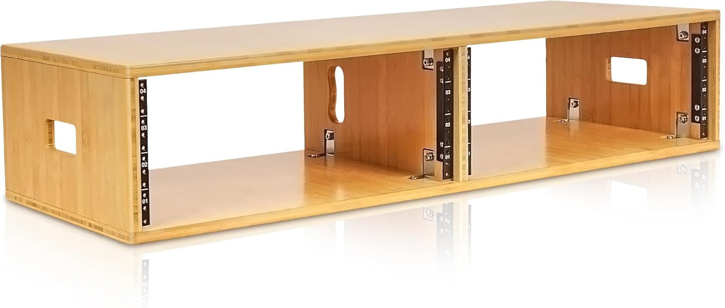 Sound Town DIY 2 x 4U Studio Rack with Baltic Birch Plywood, Golden Oak For Recording Room, Home Studio (SDRK-D4)