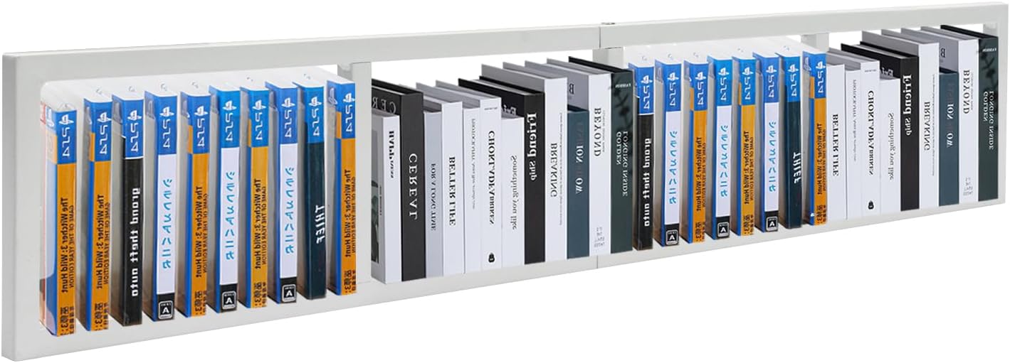Gdrasuya10 2pcs 34 inch Metal Floating CD Shelf DVD CD Storage Rack Wall Mount Bookshelf 4-Cube CD Holder Wall Shelf Open Design Media Storage Rack Wall Mounted CD Display Rack