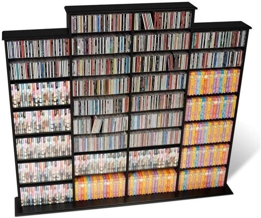 BOWERY HILL 64" CD DVD Wall Media Storage Rack in Black