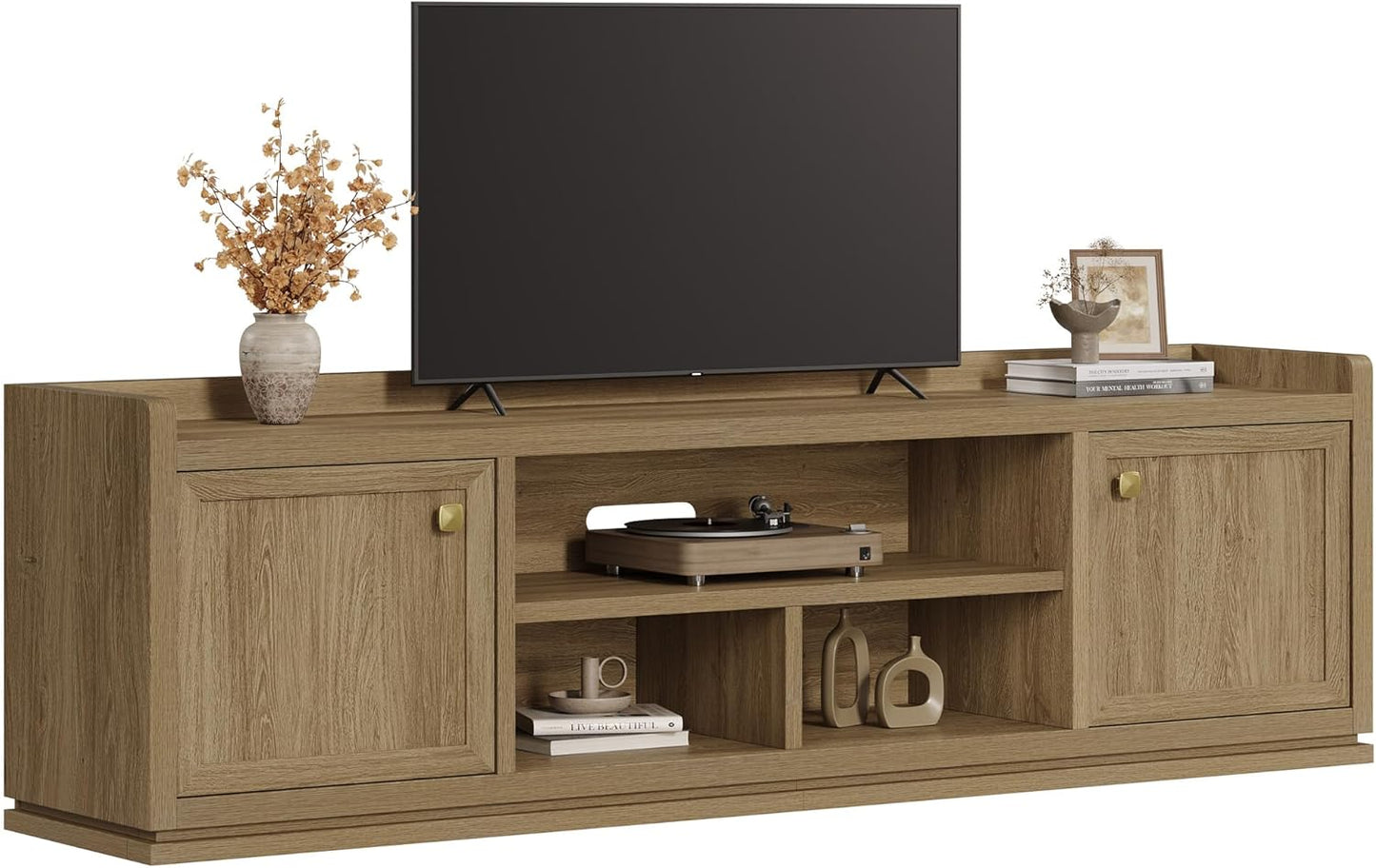 SICOTAS TV Stand Entertainment Center - 67" TV Console for Living Room Modern TV Stand for Bedroom, Media Console with Shelf and Cabinet, Entertainment Stand for TVs up to 65 75 Inch(Dark Grey Oak)