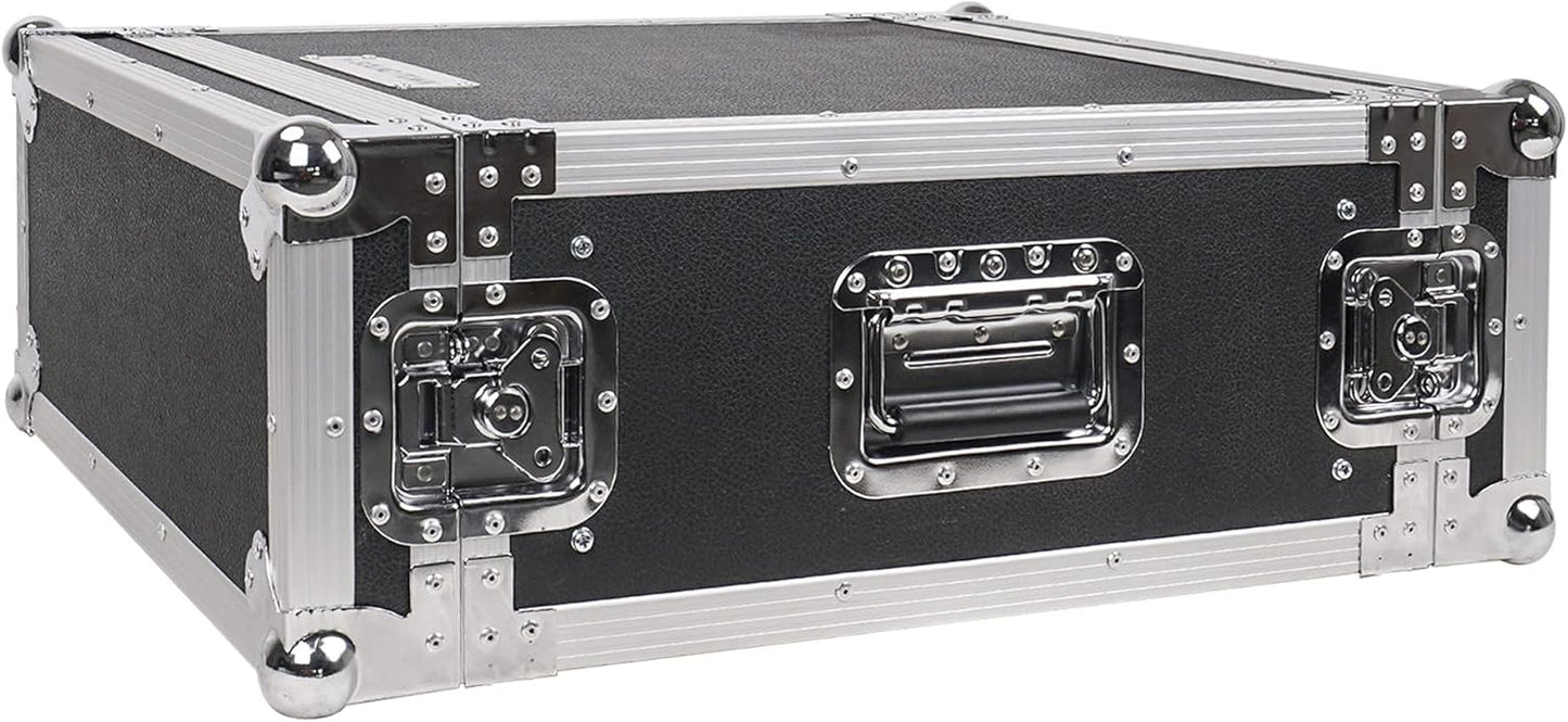 Sound Town 4U PA DJ Pro Audio Rack/Road ATA Case with 11U Slant Mixer Top, 20.2’ Rackable Depth, 4 Space Size - Pro Tour Grade (STMR-4U)