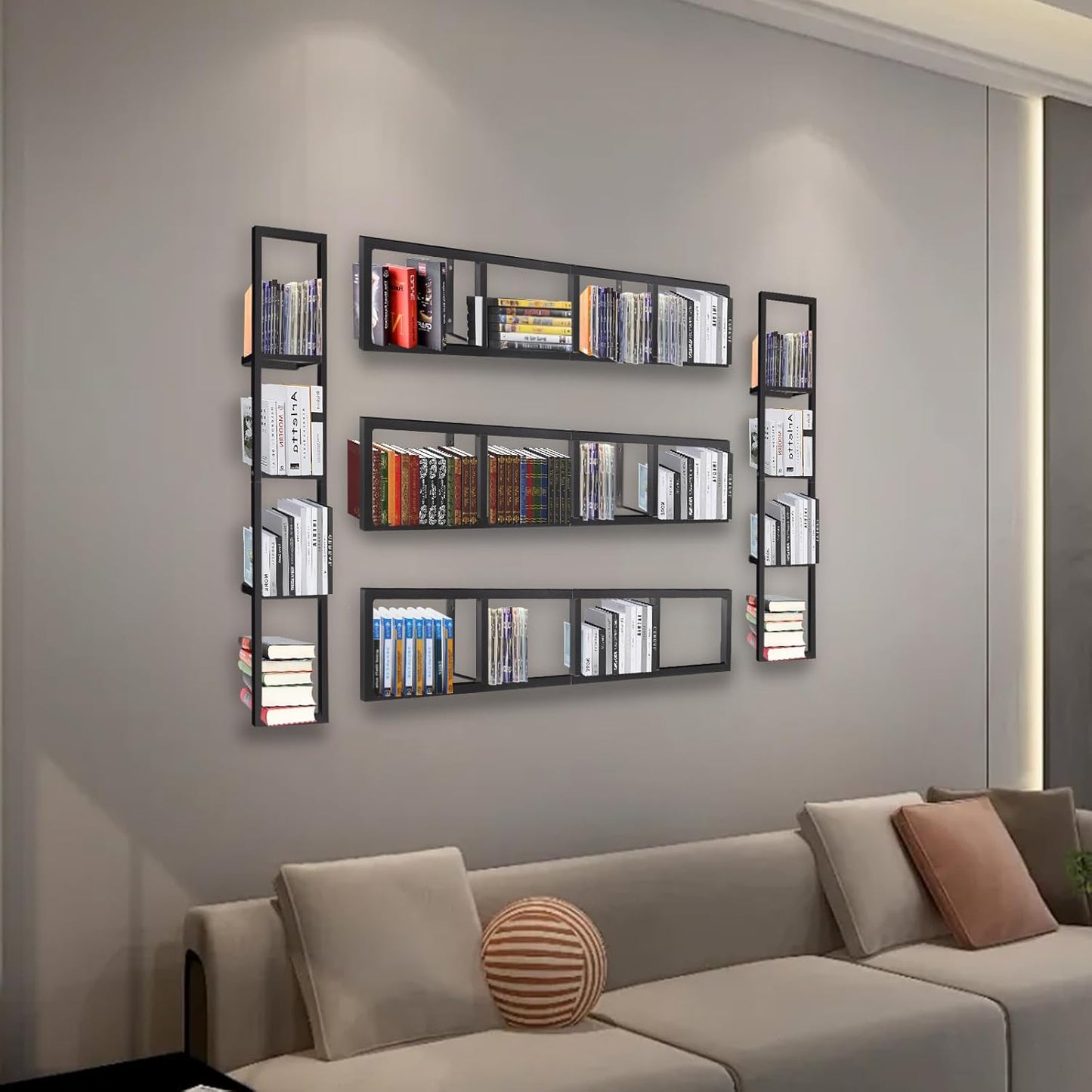 3 Pcs 34Inch CD DVD Storage Shelf Wall Mount Media Cube Storage Rack, Audio Video Game Book Organizer Shelf, Black Floating Shelves,Wall-Mounted Bookshelf for Home Bedroom Living Room Office