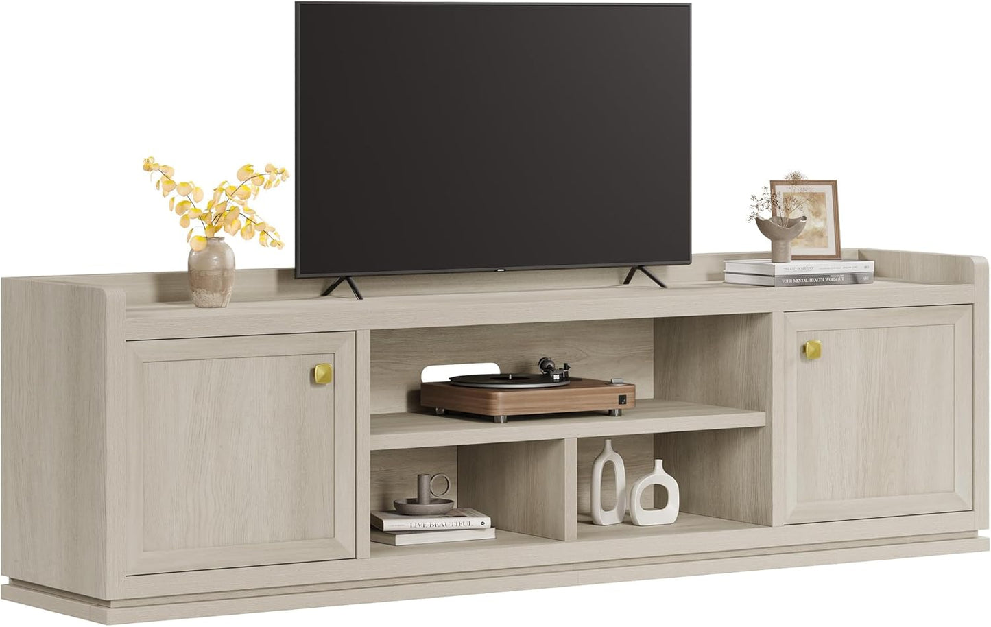 SICOTAS TV Stand Entertainment Center - 67" TV Console for Living Room Modern TV Stand for Bedroom, Media Console with Shelf and Cabinet, Entertainment Stand for TVs up to 65 75 Inch(Dark Grey Oak)