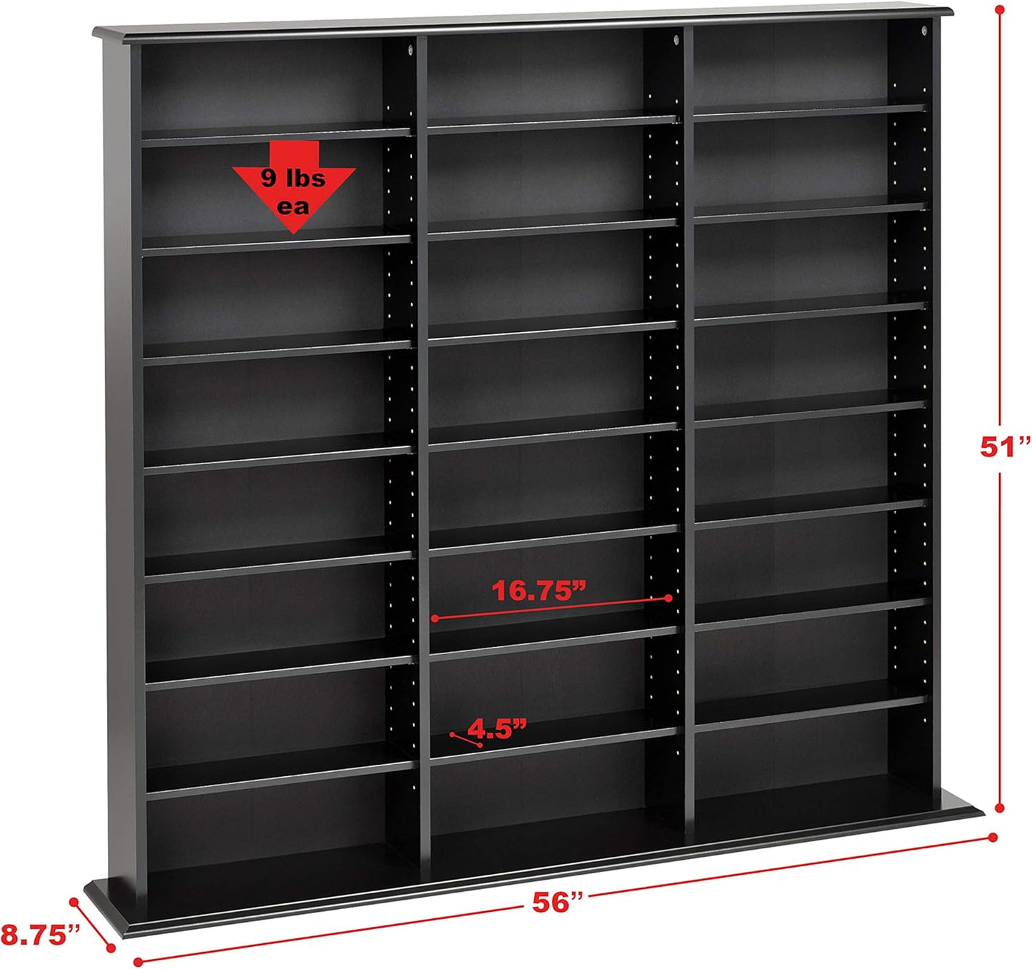 Prepac Triple Width Wall Storage Cabinet, Black
