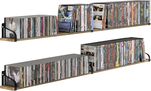You Have Space Prato 60"x 4.5" Floating Shelves for Wall Decor, DVD CD Storage Shelf for Wall, Kitchen Floating Shelf, Floating Book Shelves for Wall, CD DVD Storage Shelves Burnt Set of 2