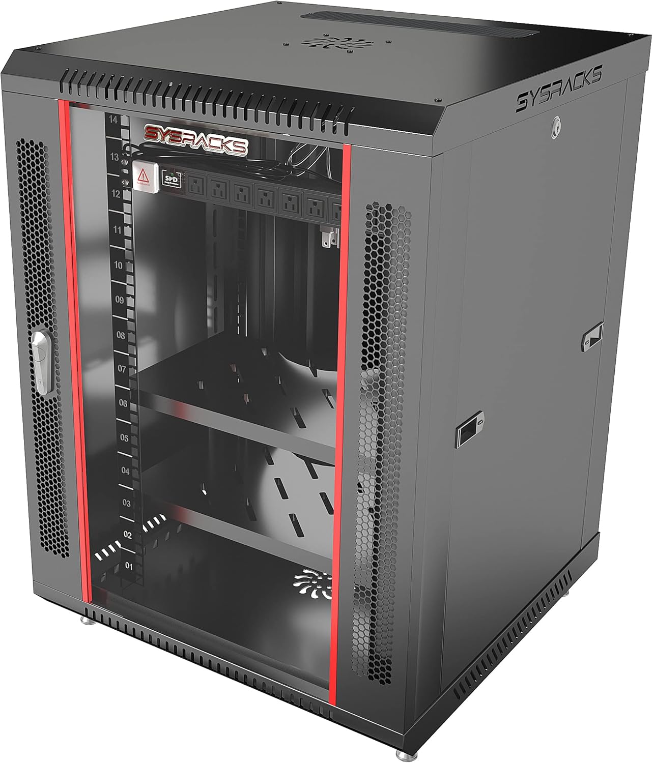 Server Rack 18U Wall Mount Server Rack Locking Wall Cabinet 19 Inch Rack Av Audio Video Rack Lockable Cabinet Network Rack with PDU - Shelf - Dust Proof Cable Entries - Fan - Wheels – Sysracks