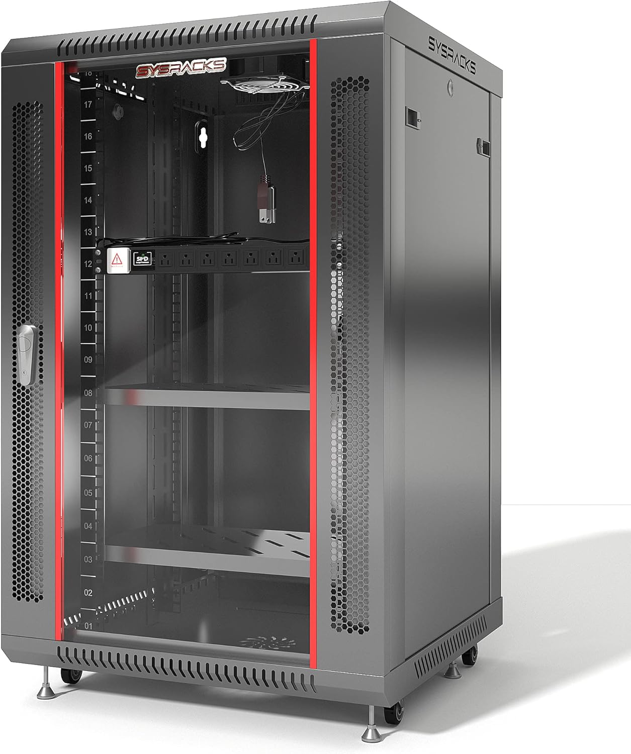 Server Rack 18U Wall Mount Server Rack Locking Wall Cabinet 19 Inch Rack Av Audio Video Rack Lockable Cabinet Network Rack with PDU - Shelf - Dust Proof Cable Entries - Fan - Wheels – Sysracks